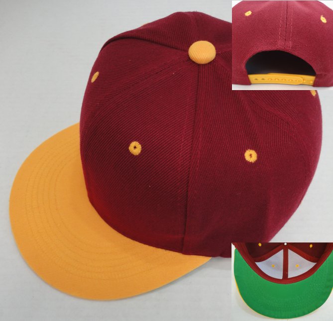 Snap-Back Flat Bill Cap [Wine/GOLD]